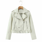 Women's Biker Jacket with Buckle Closure