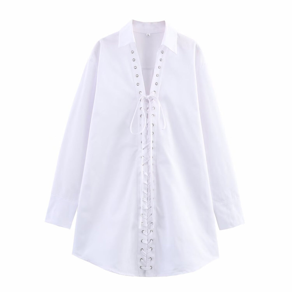 Women's Long-Sleeve Shirt with Lace-Up Detail