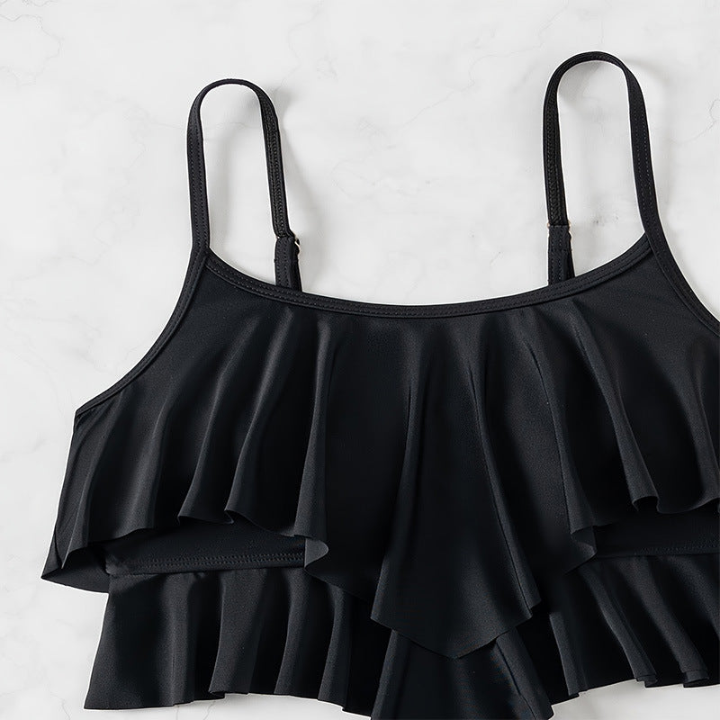 Women's Swim Top with Ruffle Detail and High Leg Cut