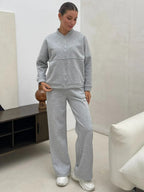 Women's Casual Zip Lounge Set with Stand Collar and Wide High-Waist Joggers