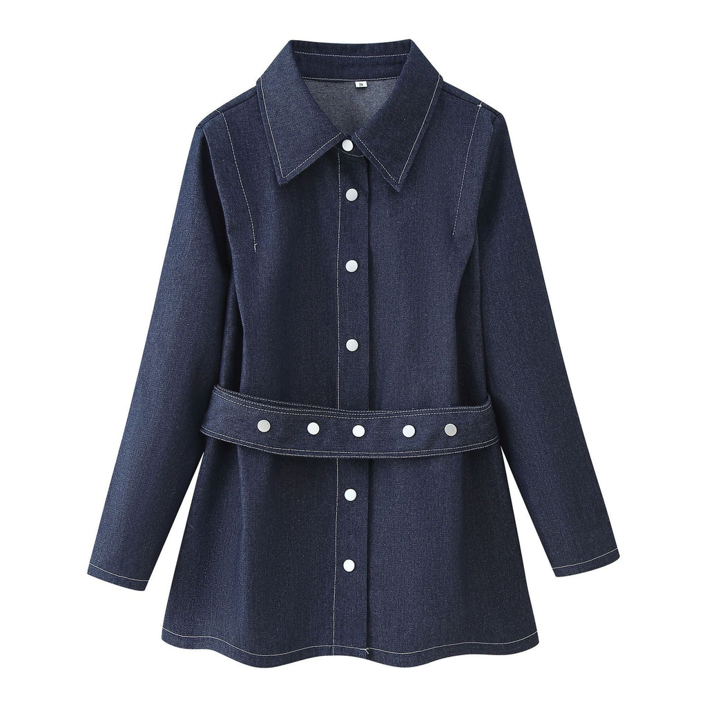 Women's Denim Shirt with Button Detail