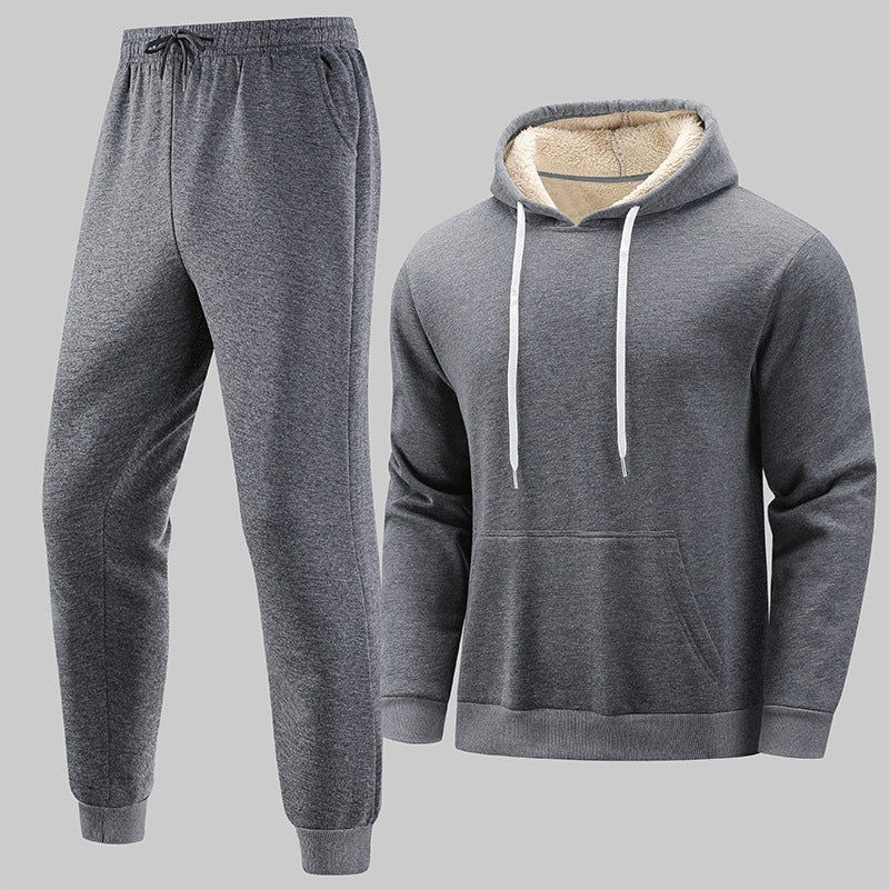 Men's Insulated Leisure Set with Teddy Lined Hoodie & Thermal Jogging Pants