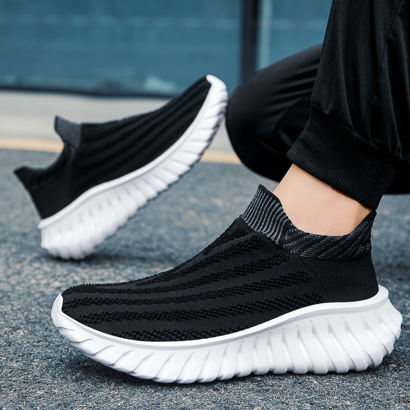 Women's Breathable Slip-On Sneakers with Elastic Shaft and Cushioning Sole