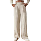 Women's Elegant and Airy High-Waist Wide-Leg Trousers with Practical Pockets
