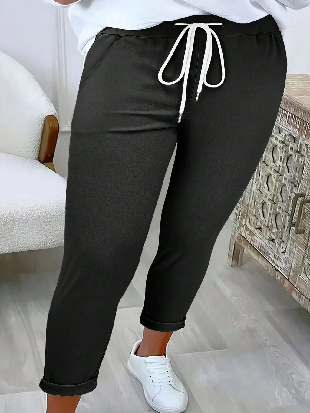 Women's Casual Pants with Elastic Waistband and Drawstring