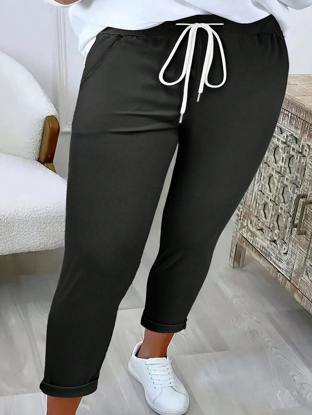 Women's Casual Pants with Elastic Waistband and Drawstring
