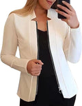Women's Biker Jacket with Innovative Cut and Zipper Details