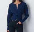 Cropped Ribbed Cardigan with Button Placket