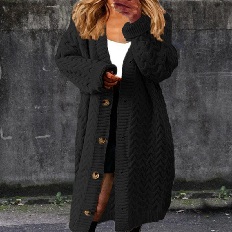 Women's Chunky Knit Cardigan with Button Details