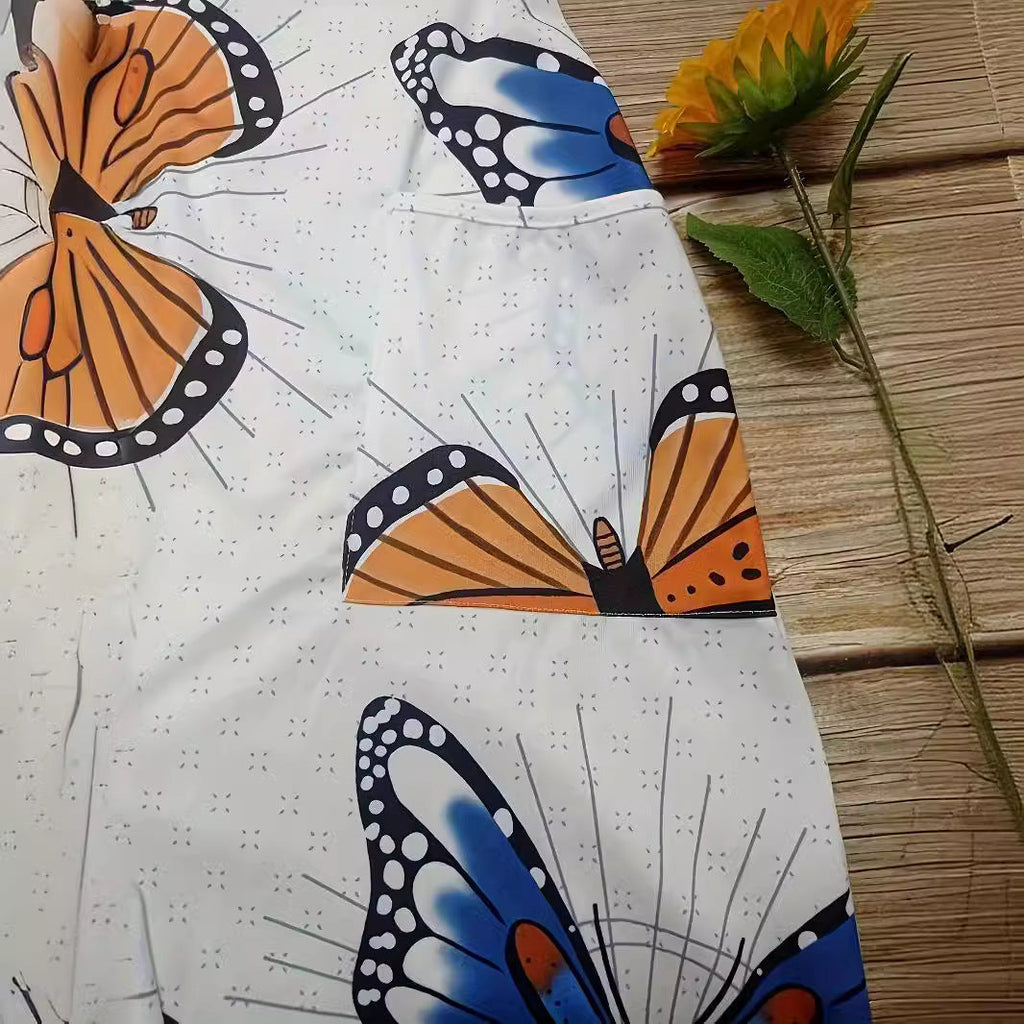 Women's Butterfly Print Jumpsuit with Pockets
