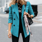 Women's Elegant Tailored Blazer with Double-Breasted Button Closure