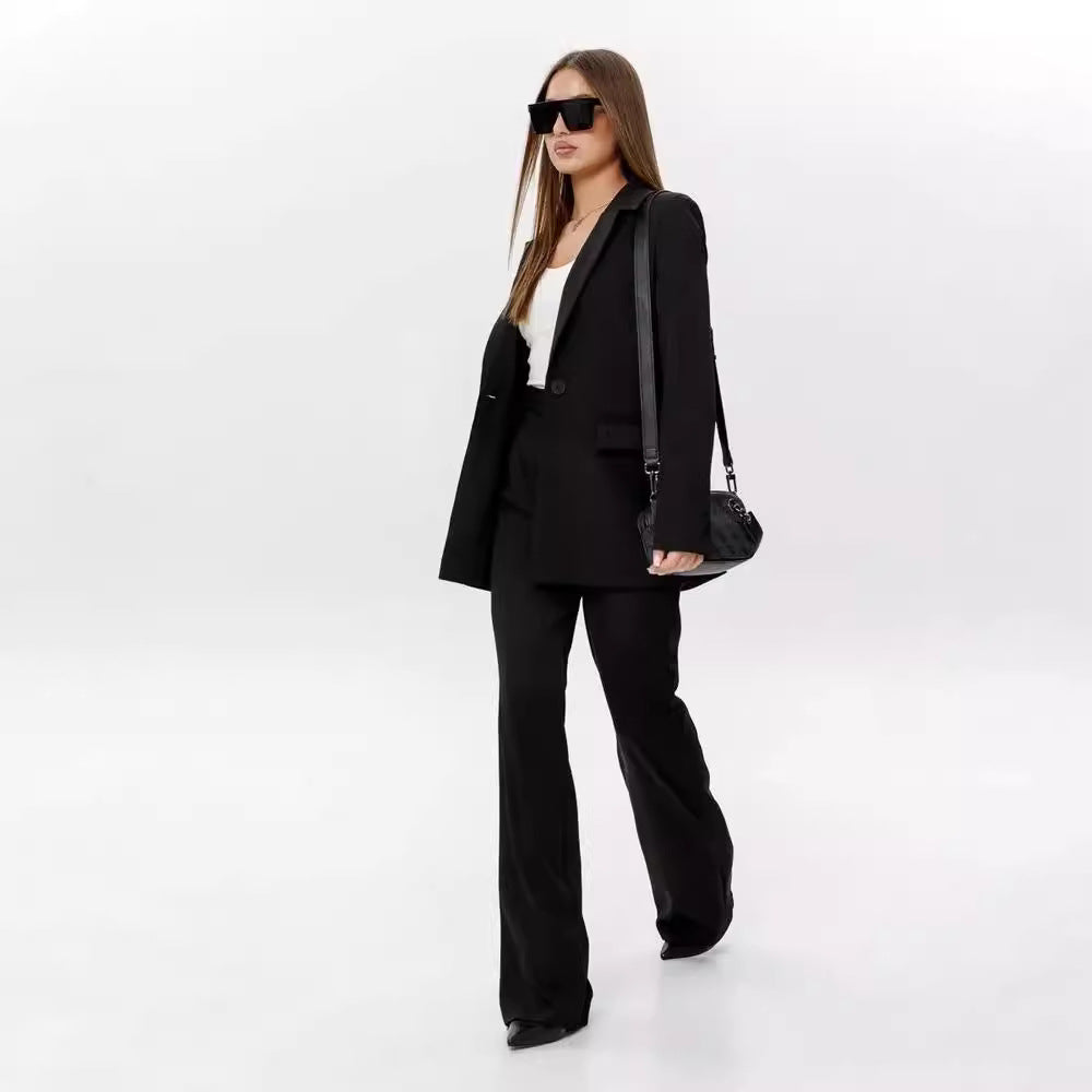 Women's Blazer and High-Waist Pants Set