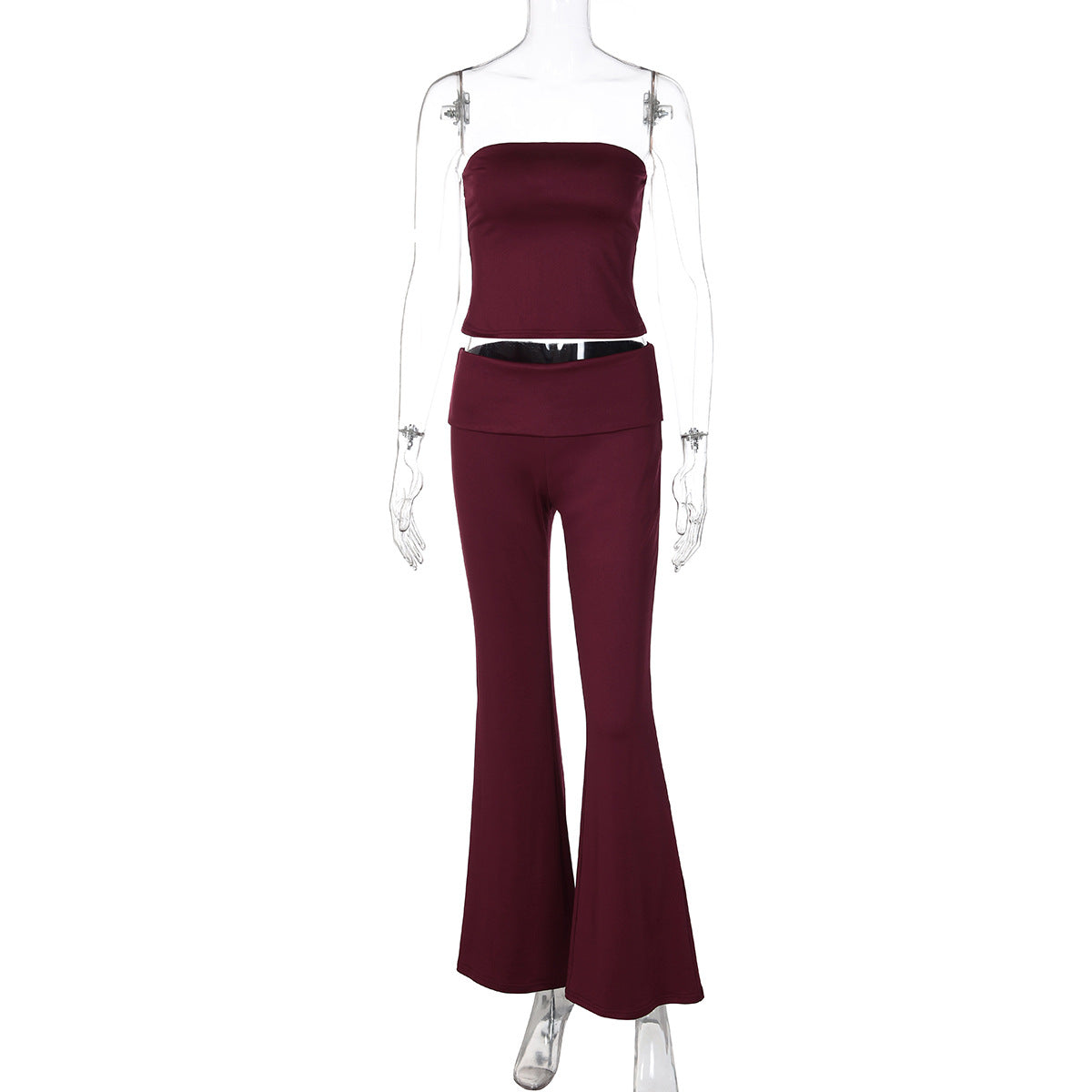 Women's High-Quality Fitted Top and Flared Pants Set