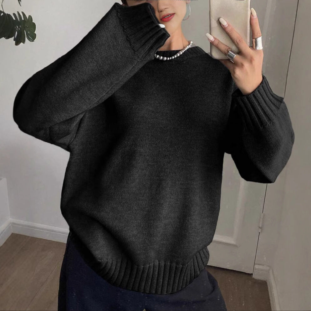 Women's Casual Pullover with Textured Sleeves and Ribbed Hem