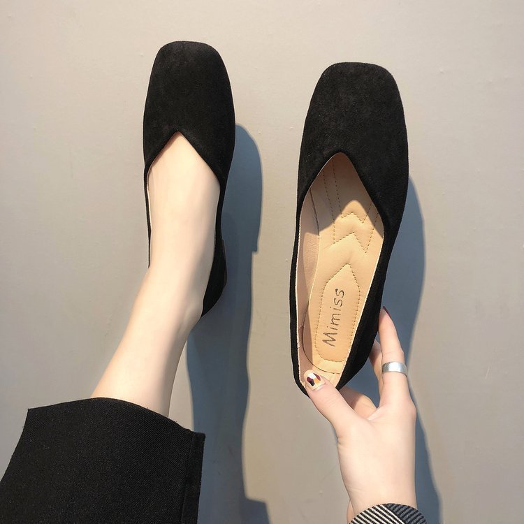 Women's Suede Ballet Flats with Elegant V-Cut