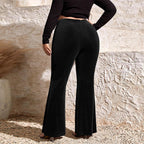 Women's Flared Pants with Elegant Ribbed Texture