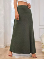Women's Soft Stretch Maxi Skirt with High Waist