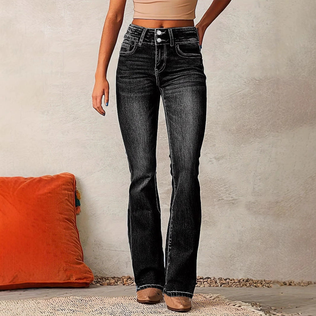 Women's High-Waisted Flared Jeans with Flexible Fit
