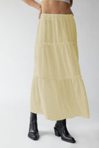 Women's Airy Cotton Maxi Skirt with Ruffle Details