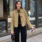 Women's Elegant Suede Jacket with Practical Pockets