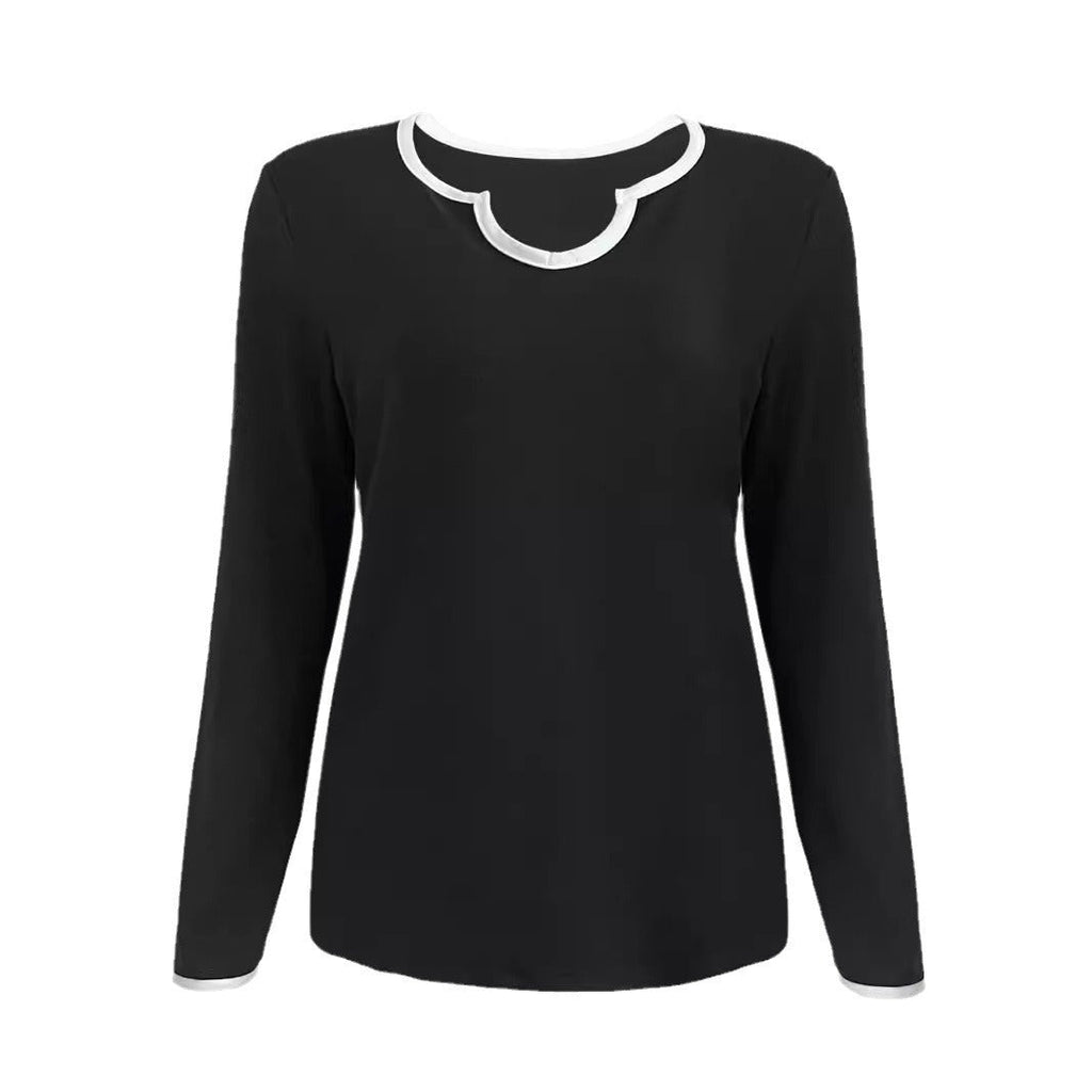 Women's Lounge Set with Elegant V-Neck and Contrast Details