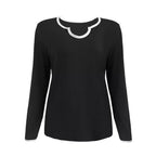 Women's Lounge Set with Elegant V-Neck and Contrast Details