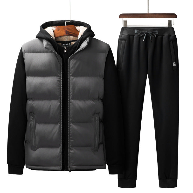 Men's Padded Hooded Vest and Jogging Pants Set