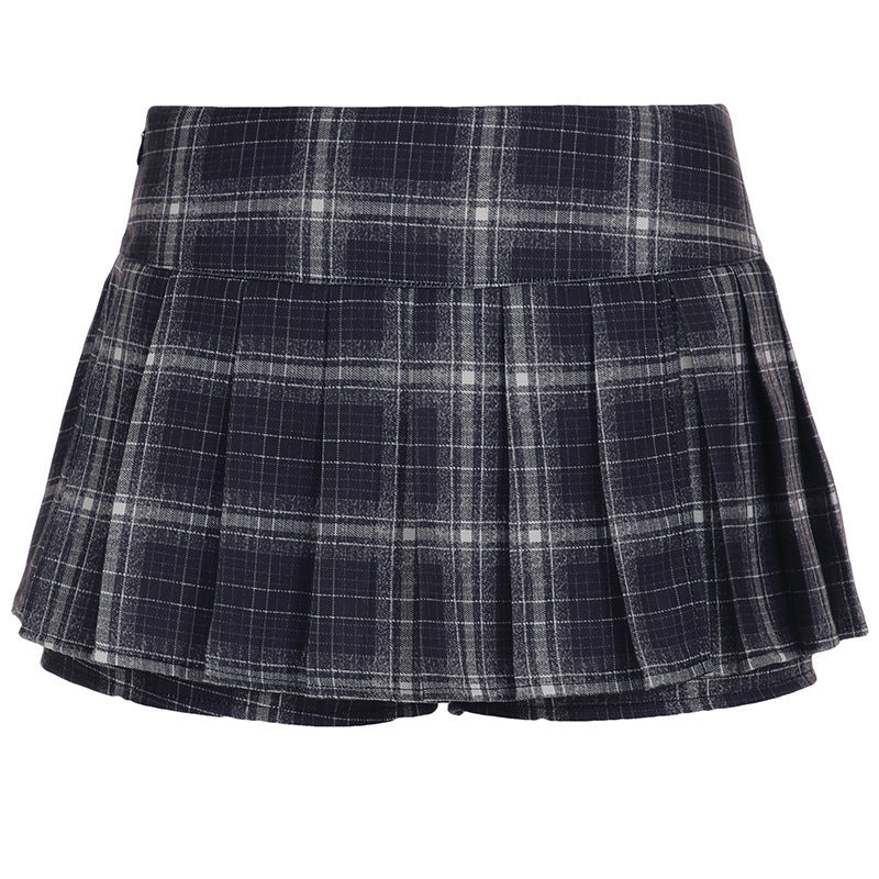 Women's Mini Skirt with Decorative Button Details and Vertical Stripes