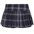 Women's Mini Skirt with Decorative Button Details and Vertical Stripes