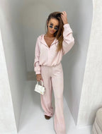 Elegant Fleece Jumpsuit with High Collar and Full-Length Zipper