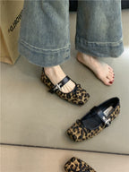 Women's Soft Suede Ballet Flats with Adjustable Strap and Decorative Bow