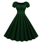 Women's A-Line Dress with Puff Sleeves and Tailoring