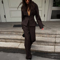 Women's Elegant Trouser Suit with Tailored Blazer and Wide Leg