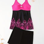 Women's Swimsuit Set with Pattern and Shorts