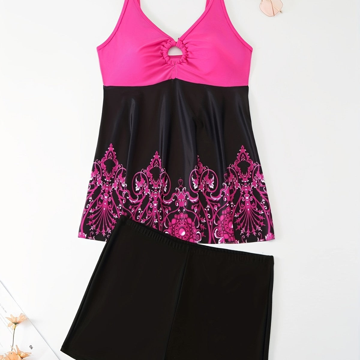 Women's Swimsuit Set with Pattern and Shorts