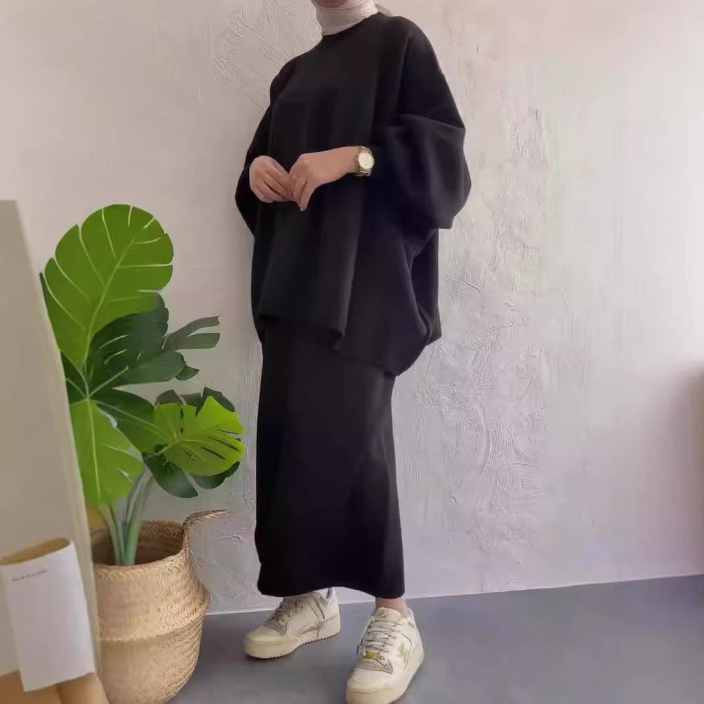 Casual Sweat Set with Wide Cut and Pockets