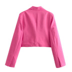 Women's Cropped Blazer Jacket with Elegant Lapel and Pockets