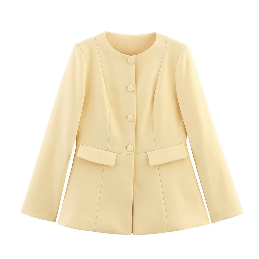 Elegant Blazer Jacket with Decorative Buttons