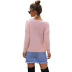 Women's Off-Shoulder Sweater with Pearl Embellishments