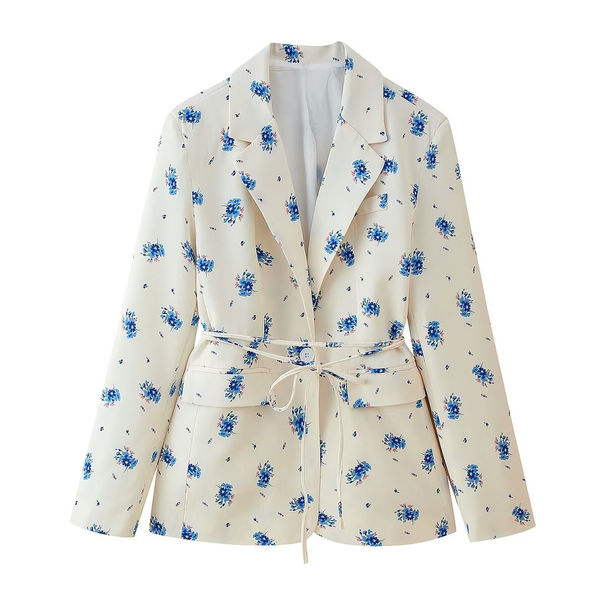 Women's Floral Blazer with Belt