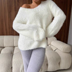 Women's Fluffy V-Neck Sweater