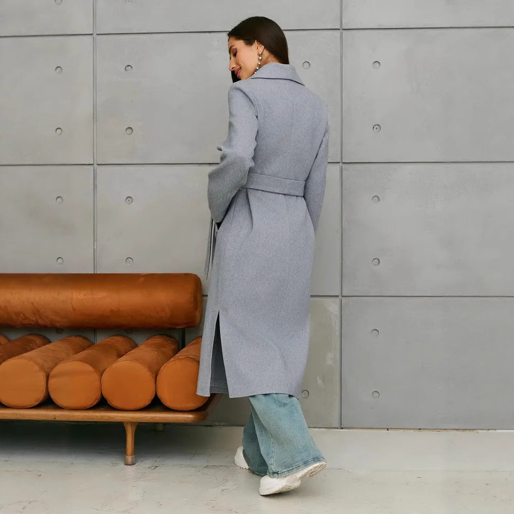 Women's Elegant Double-Breasted Wool Coat