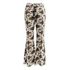 Women's Flared Jeans with Cow Print