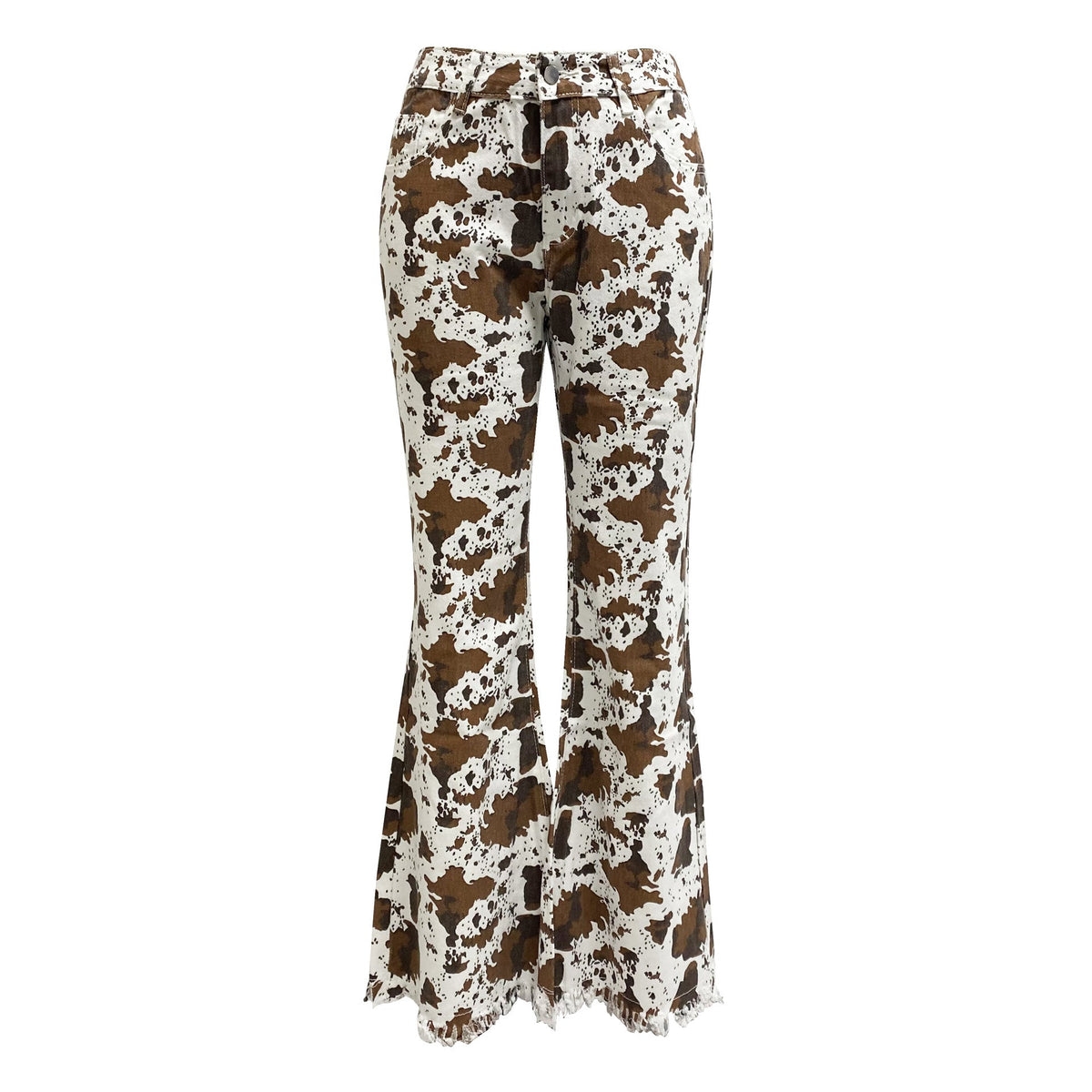Women's Flared Jeans with Cow Print