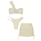 Women's Swimsuit Set with Wrap Top and High-Waisted Bottoms