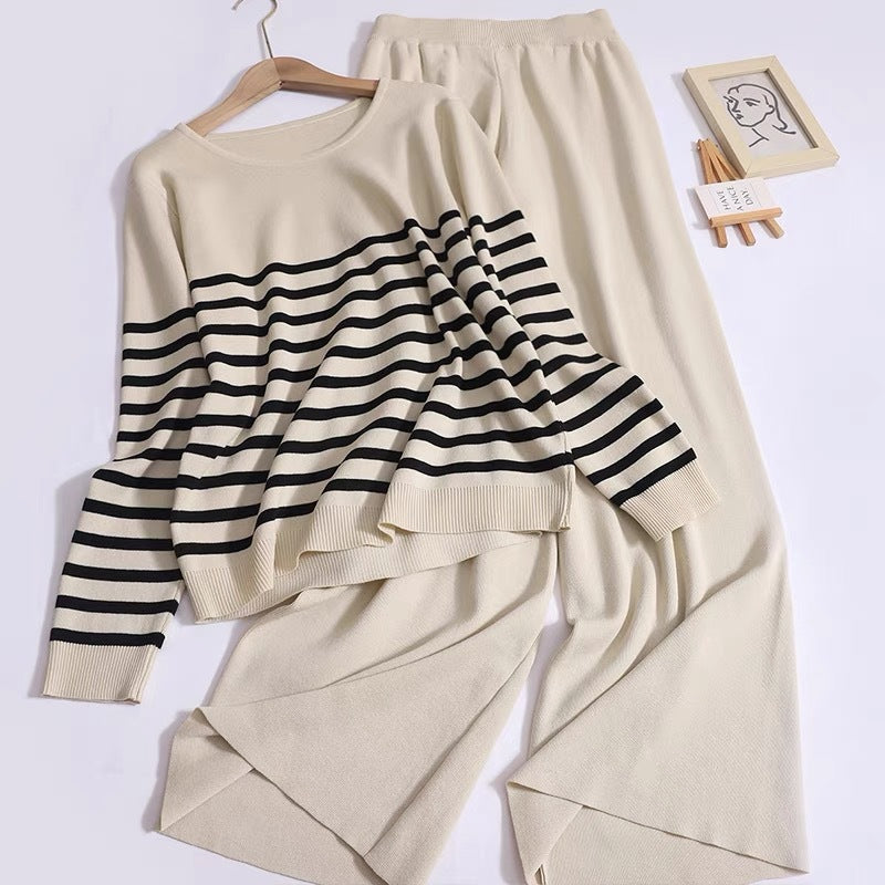 Women's Cozy Striped Knit Loungewear Set