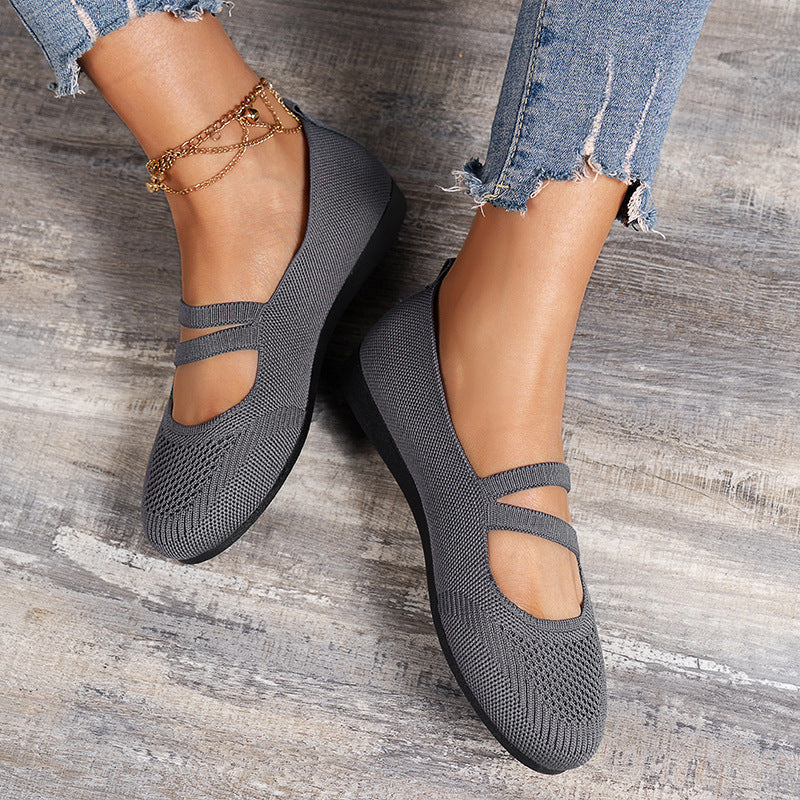 Women's Elastic Cross-Strap Breathable Ballet Flats