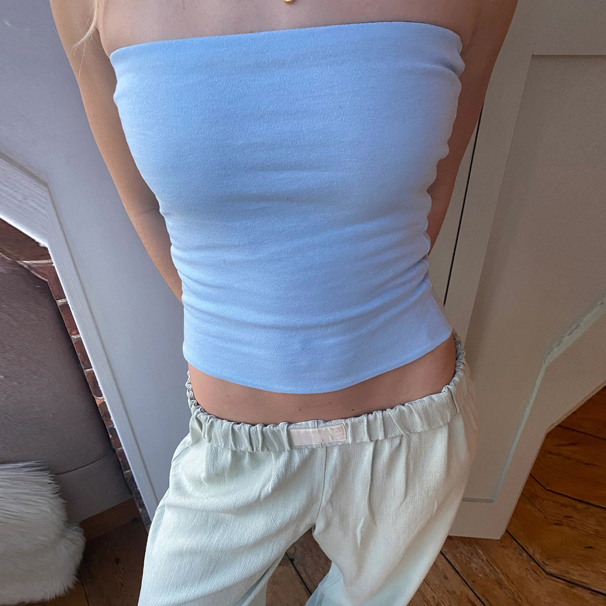 Women's Bustier Top with Fine Stripes