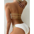 Women's Bandeau Bikini with Glossy Finish and Snap Details