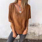 Women's Casual Blouse with Elastic Ruffled Hem